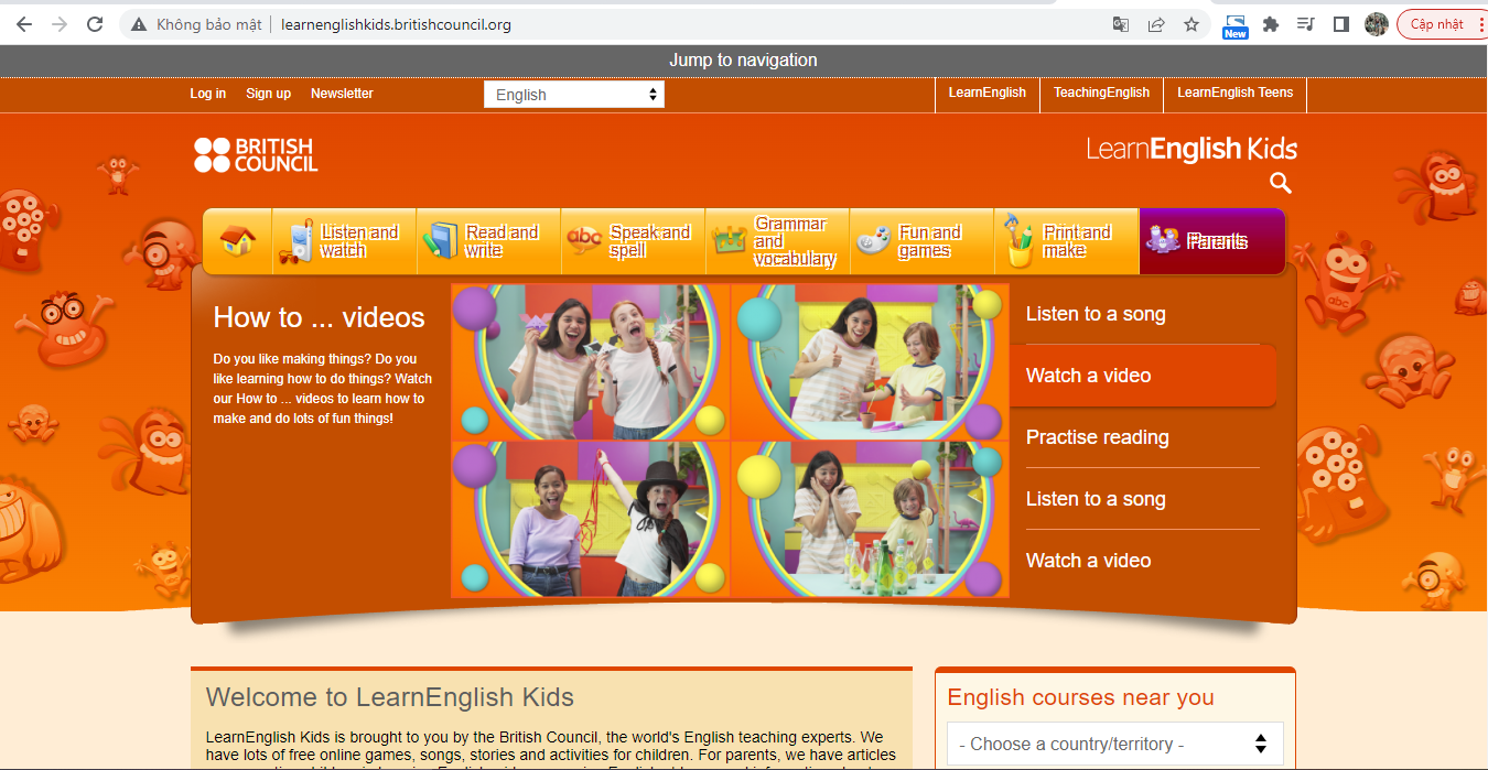 Website học tiếng Anh cho bé Trung tâm Anh ngữ AMA Cần Thơ